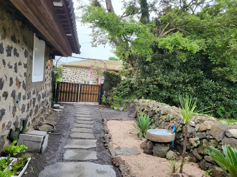 [Hallim, Jeju] A country stone house with a pretty yard and rafters 35