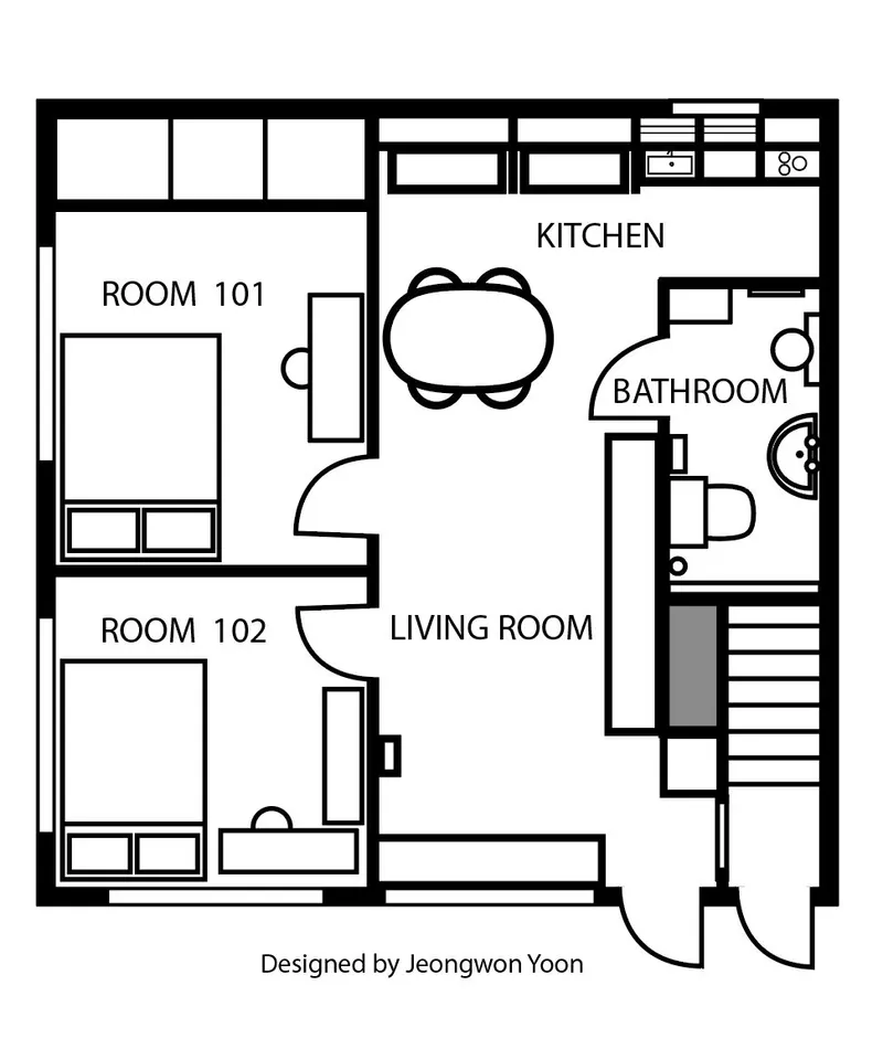 [Yongsan, Seoul] Seoul Station Namsan Myeongdong Namdaemun Gwanghwamun 1F Ondol Two-Room Fully-Optioned 84