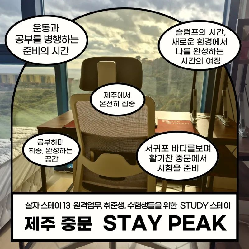 [서귀포 중문동] (7일이상)스테이Peak#공부스테이#취준생을 위한 장소[제주중문] 14