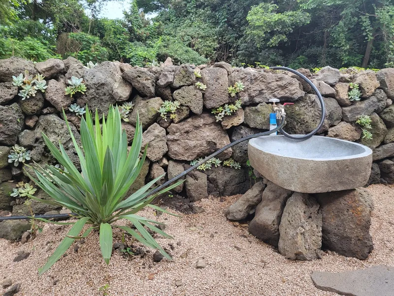 [Hallim, Jeju] A country stone house with a pretty yard and rafters 75